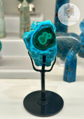 Malachite & Chrysocolla Half-Polished Freeform on Stand