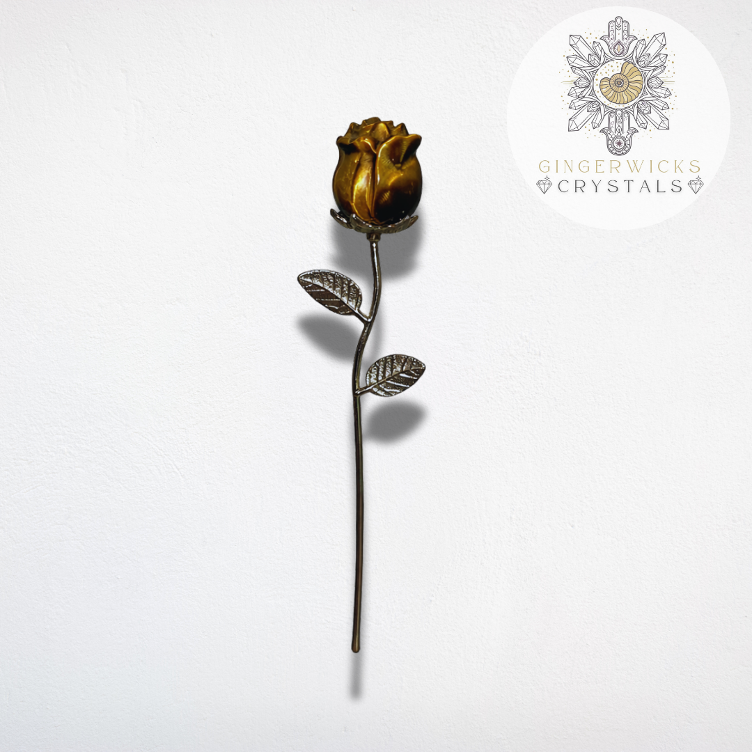 Tigers eye Crystal Rose Carving