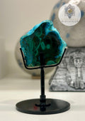 Malachite & Chrysocolla Polished Slice on Stand
