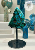 Malachite & Chrysocolla Polished Slice on Stand
