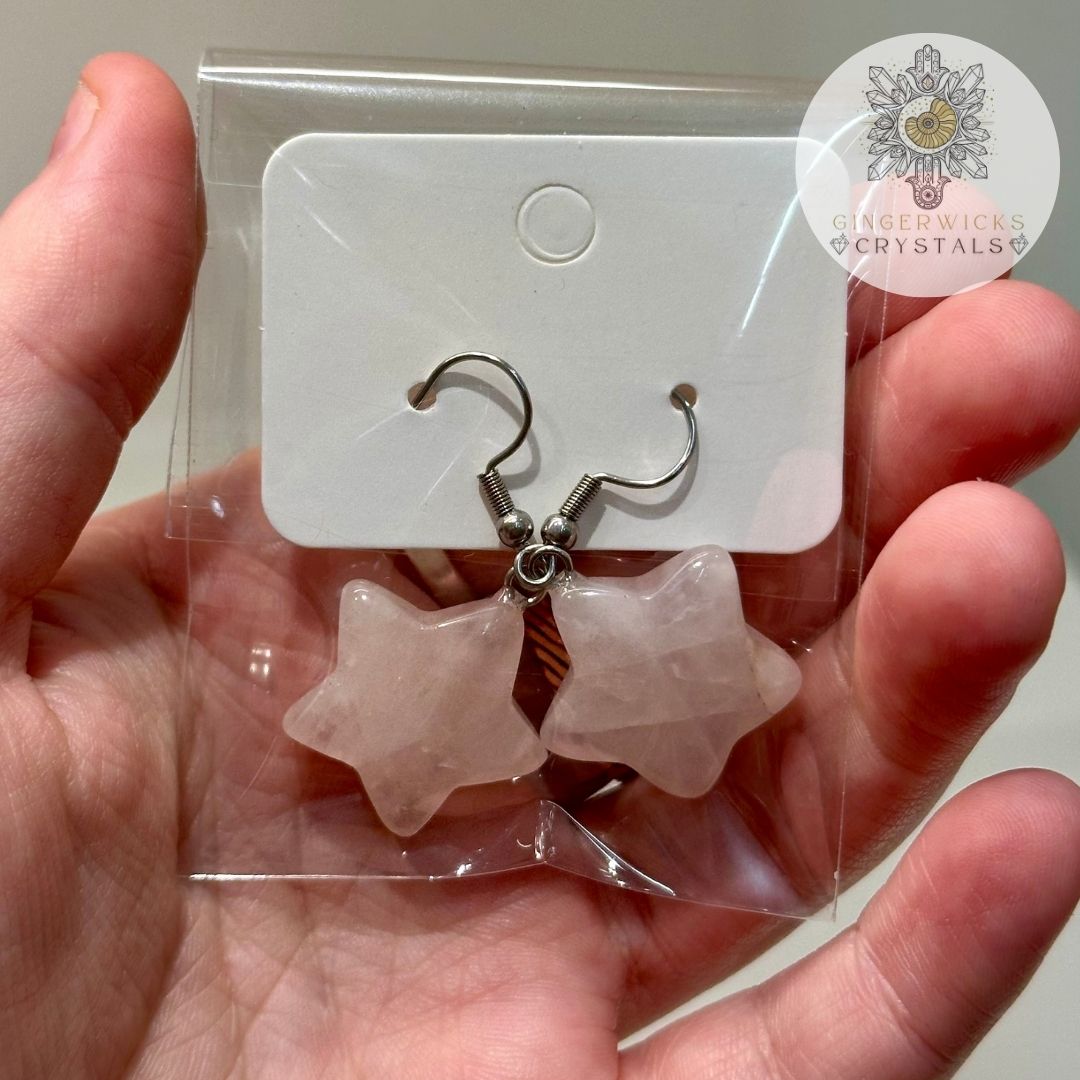 Rose Quartz Star Earrings