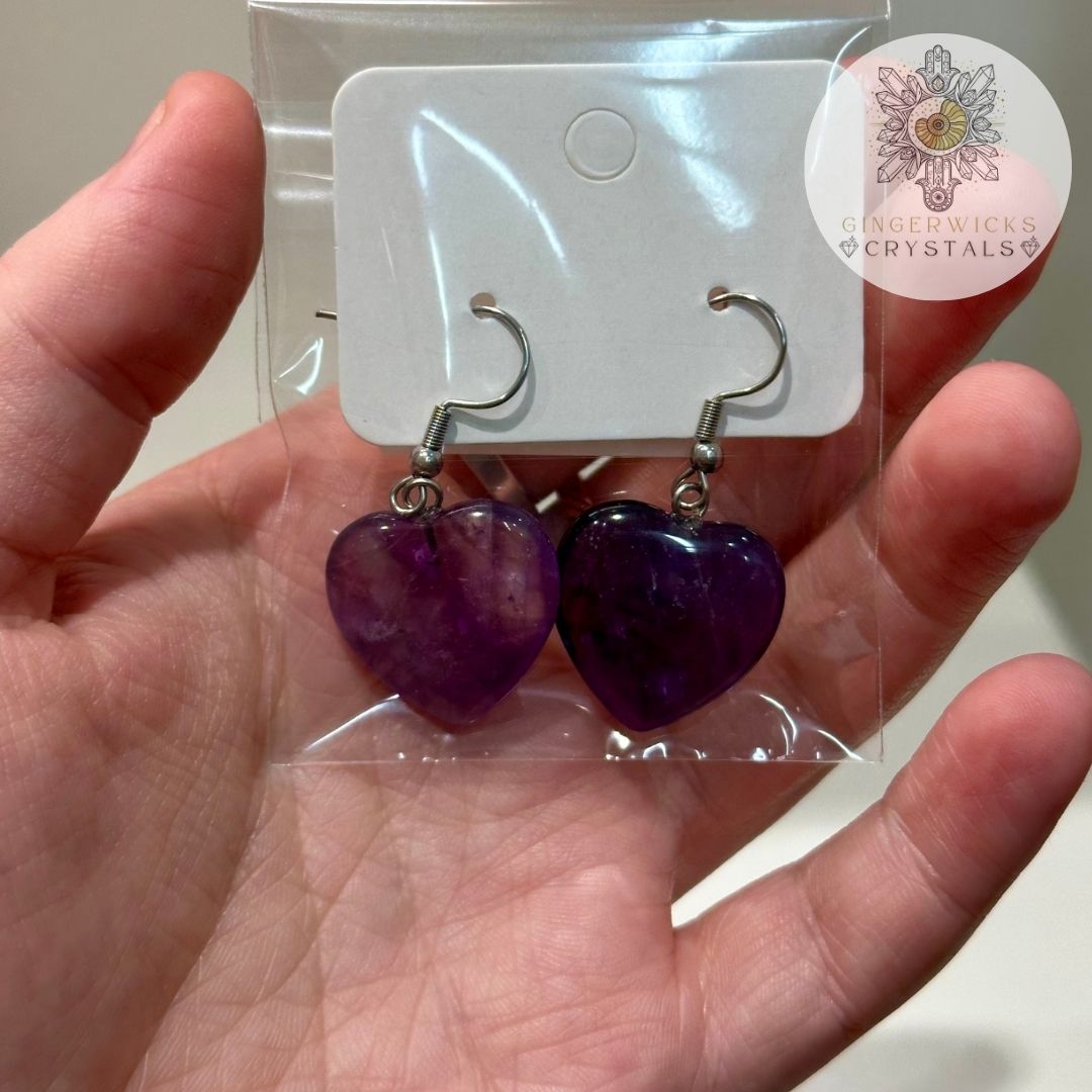 Amethyst Heart Earrings