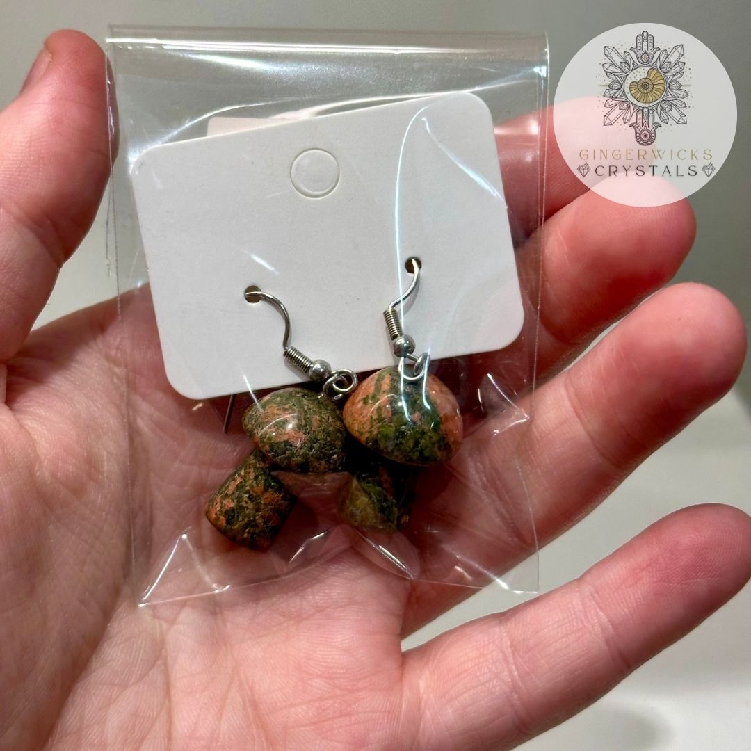 Unakite Mushroom Earrings