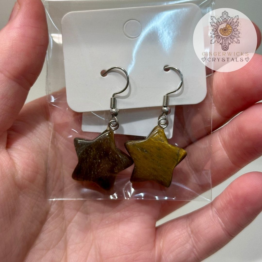 Tiger's Eye Star Earrings