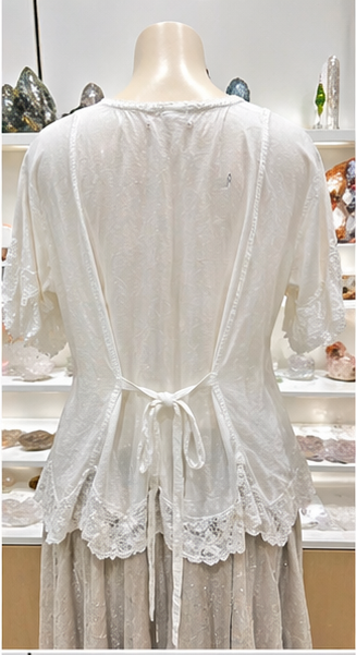 White Embroidered Viscose Top – Relaxed Fit Boho Blouse