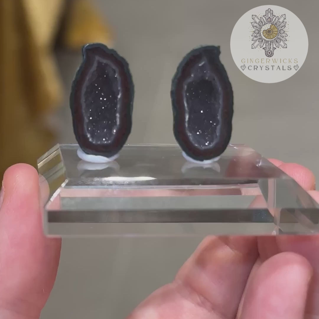 Tabasco Geode Pair on Stand