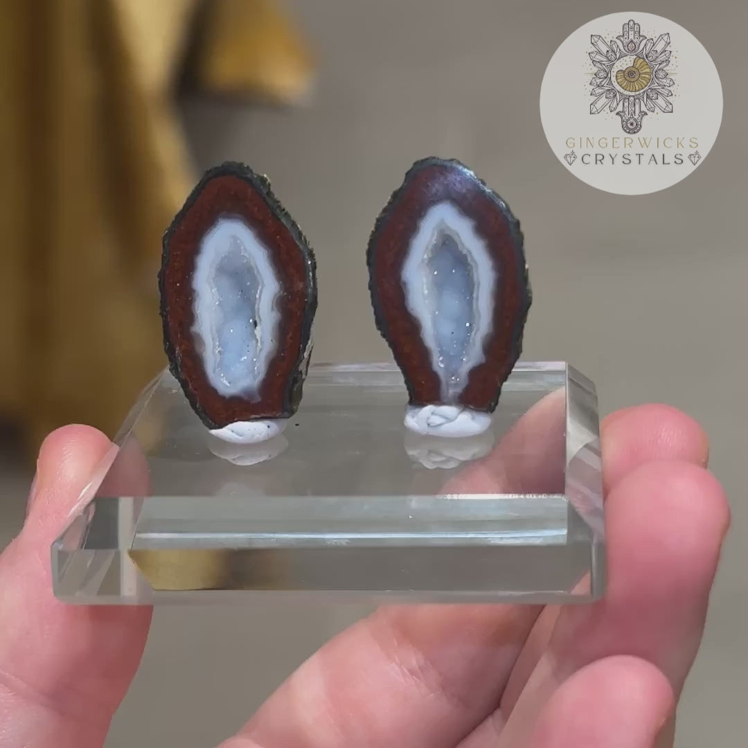 Tabasco geode Pair on stand